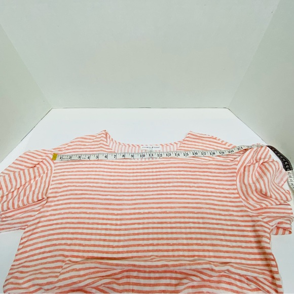 Floral & Vine Front Tie Pullover Blouse Large Coral & White Striped 100% Viscose - Picture 10 of 11